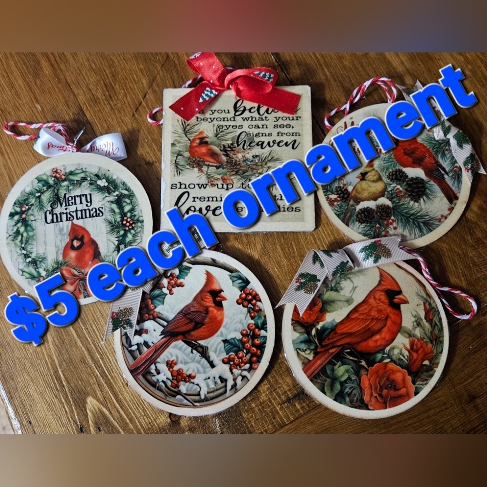 2 pc Cardinal Christmas Ornaments